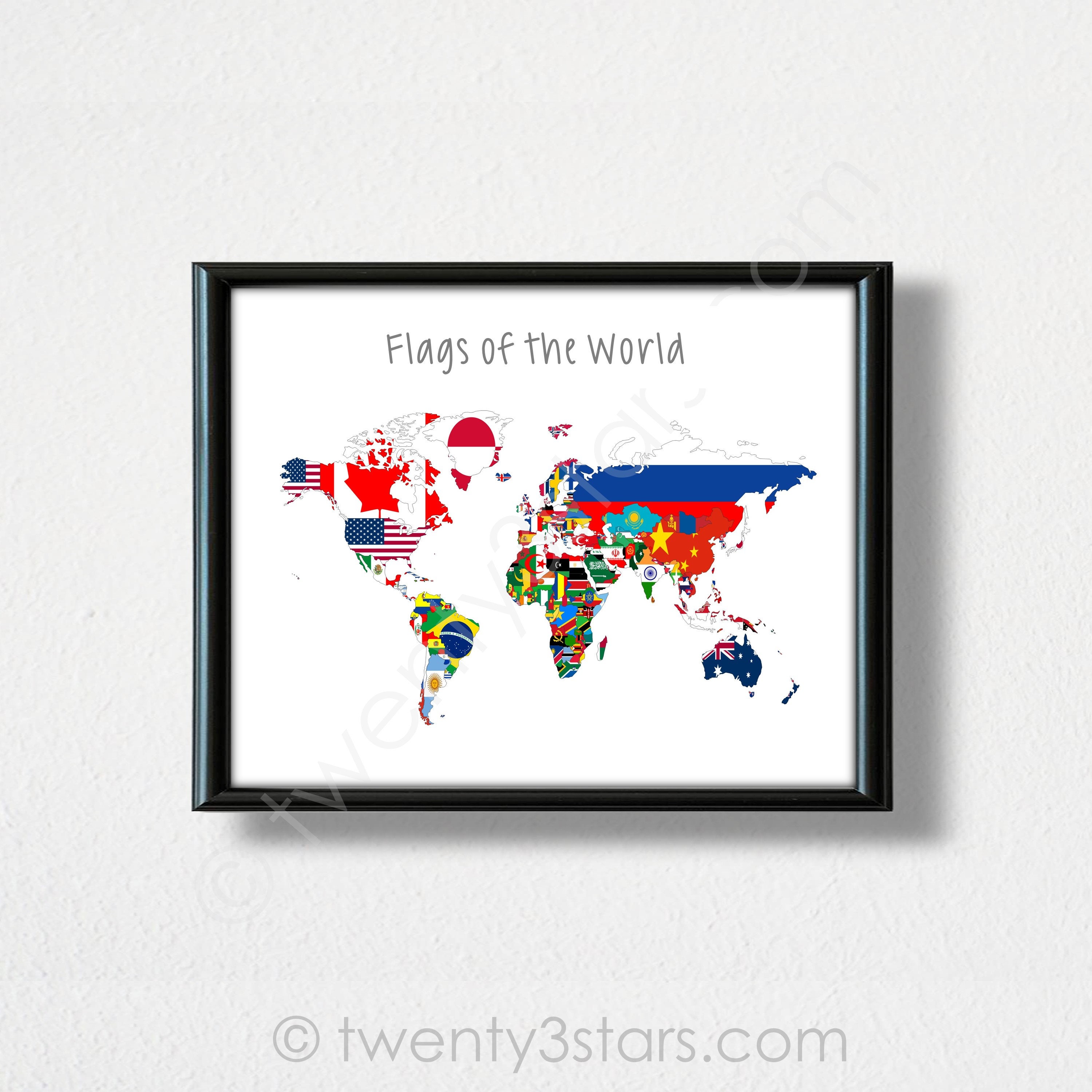 24x36 GEOGRAPHY COLOR FLAGS 33057 WORLD MAP POSTER 