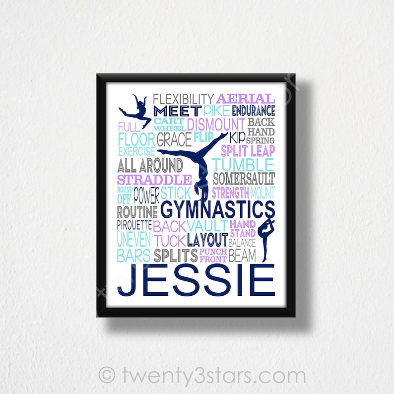 Personalized Gymnastics Poster, Gymnastics Typography, Gymnast Gift, Gift for Gymnasts, Gymnastic Team Gift, Gymnastic Art, Gymnast Print 画像 6