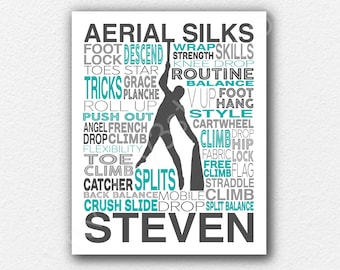 Men's Aerial Silks Gift, Aerialist Gift, Gift for Male Aerialist, Aerial Hoop Silks Gift, Aerialist Art Poster, Boy's Aerial Silks Gift