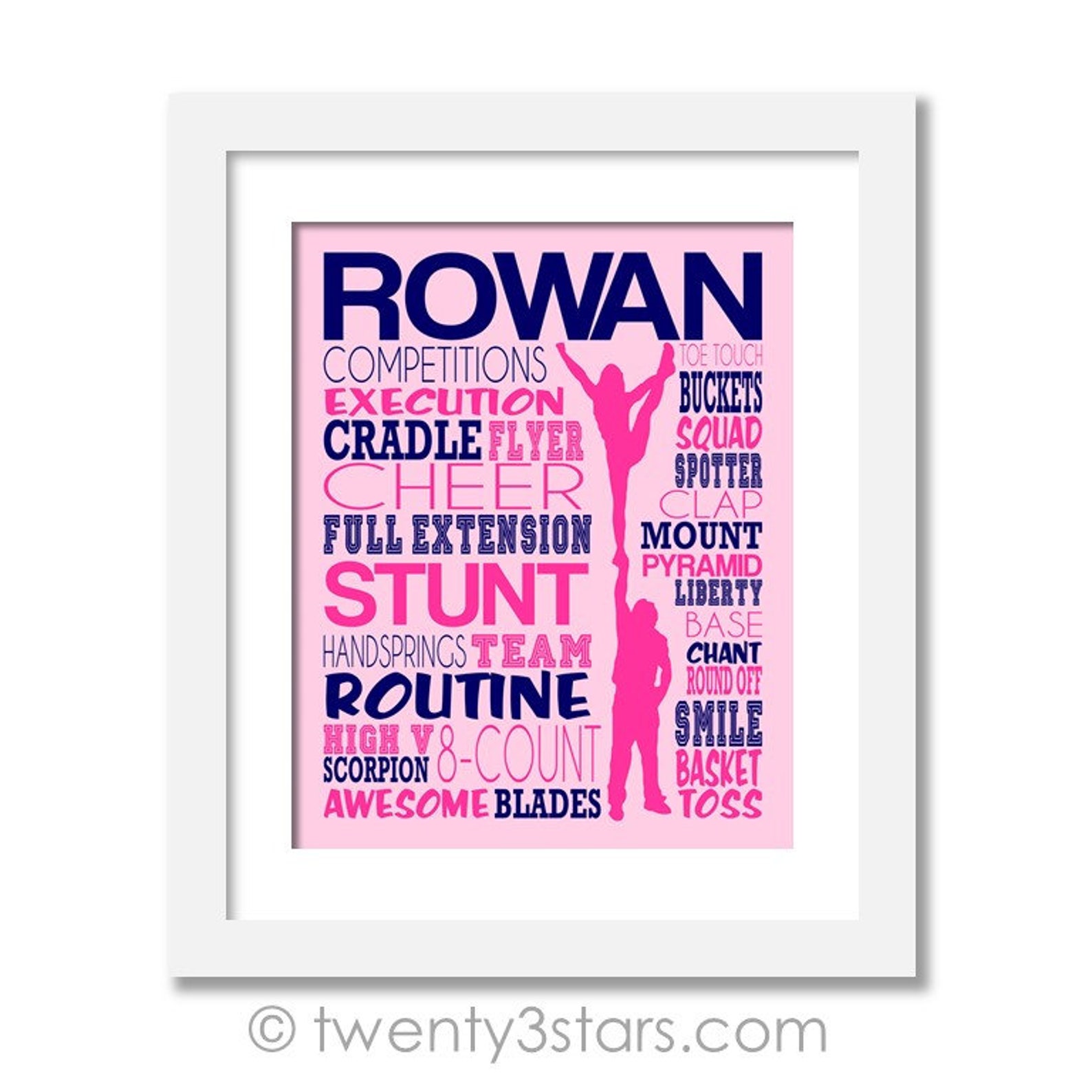 Cheer Stunt Team Word Art Cheer Squad Art Pompon Gift for Etsy