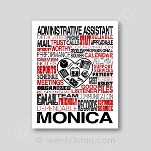 Administrative Assistant Poster, Administrative Assistant Gift, Gift for Admin Assistant, Office Assistant Gift, Custom Administrator Art