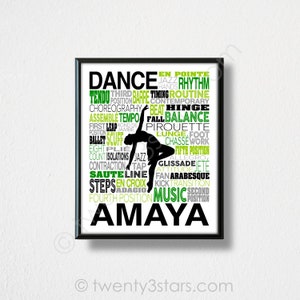 Dance Typography Poster, Gift for Dancer, Dance Team Art, Dance Team Gift, Dance Coach Gift, Dance Teacher Gift, Dance Poster, Dancer Gift image 4