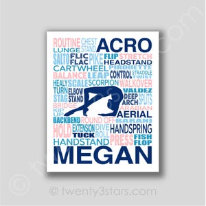 Custom Acro Gymnastics Typography Poster: Acrobat Art Gift