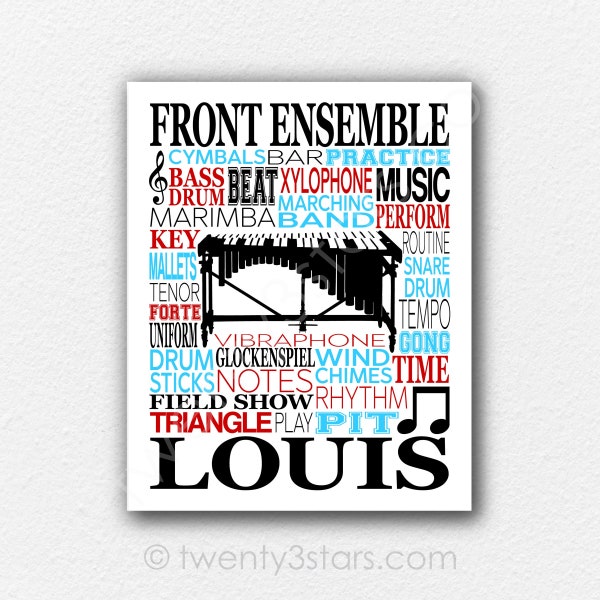 Front Ensemble Poster, Marching Band Typography, Gift for Drum Line, Pit Percussion Wall Art, Percussion Print, Marching Band Art Print