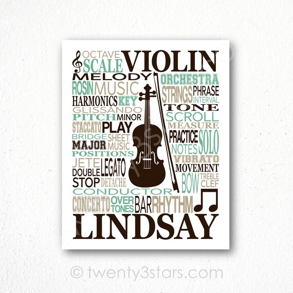 Custom Violin Word Art Print: Personalized Orchestra Gift - Etsy