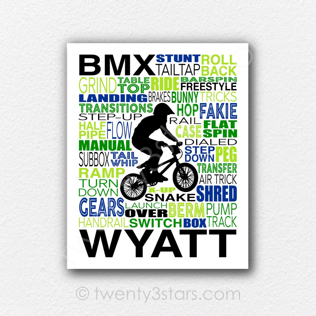 BMX Word Art, Gift for Bicycle Motocross Rider, BMX Gift, Bmx Bike ...