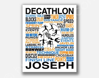 Lámina decorativa de la pista de atletismo de Decathlon, regalo personalizado para corredores (colores personalizados)