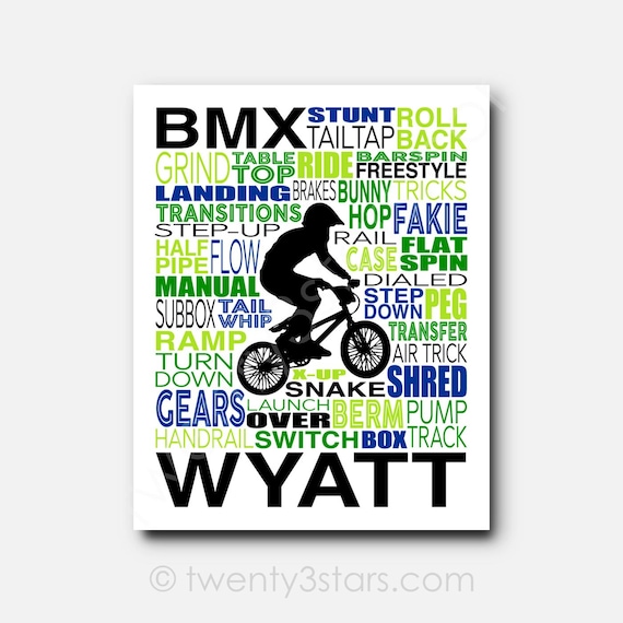 BMX Word Art Print: Personalized Dirt Bike Name Poster - Etsy