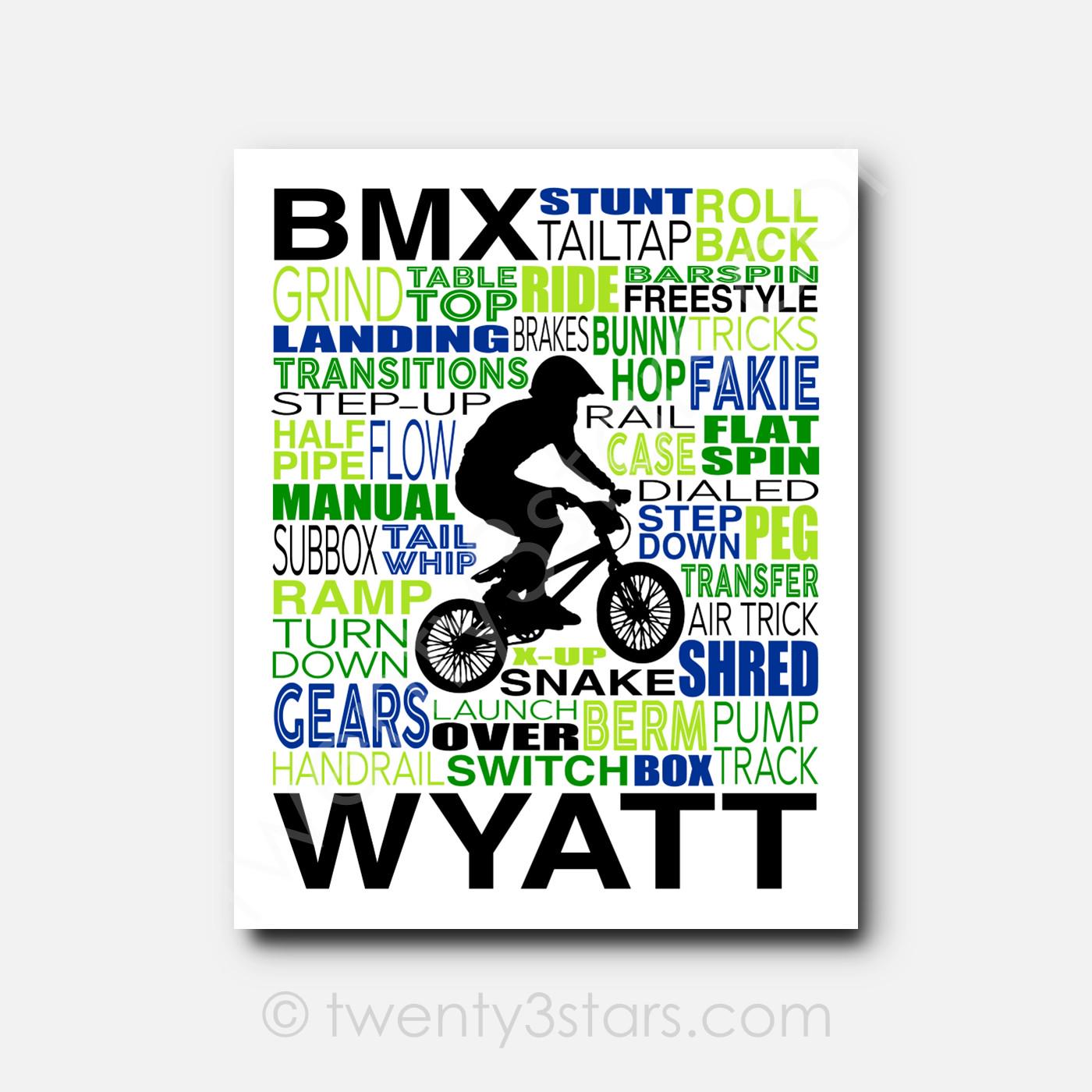 BMX Word Art Print: Personalized Dirt Bike Name Poster - Etsy