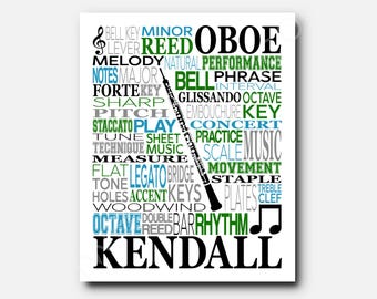 Lámina artística personalizada para oboe: colores personalizados, regalo para oboístas
