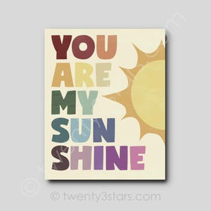 You Are My Sunshine Nursery Art Print: Custom Colors Available