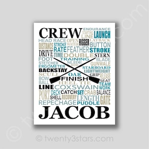 Crew Word Art Poster, Rowing Team Gift, Crew Team Gift, Rowing Name Gift, Custom Crew Gift, Sailor Gift, Custom Crew Art Print