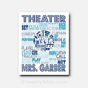 Custom Theater Poster: Personalized Colors and Name for Drama Class