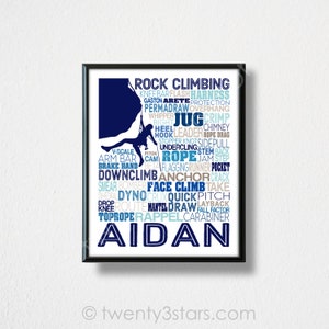 Rock Climbing Typography Poster, Mountain Climber Gift, Rock Climber Gift, Climber Poster, Gift for Rock Climber, Climbing Words Art Print image 5