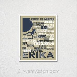 Rock Climbing Typography Poster, Mountain Climber Gift, Rock Climber Gift, Climber Poster, Gift for Rock Climber, Climbing Words Art Print image 8