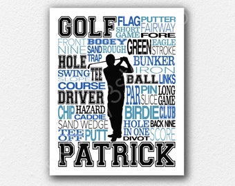 Boy's Golf Art Golfer Art Golf Name Art Golf Team Gift Golfer Gift Mens Golf Poster Golf Typography Personalized Golf Art Golf Gifts