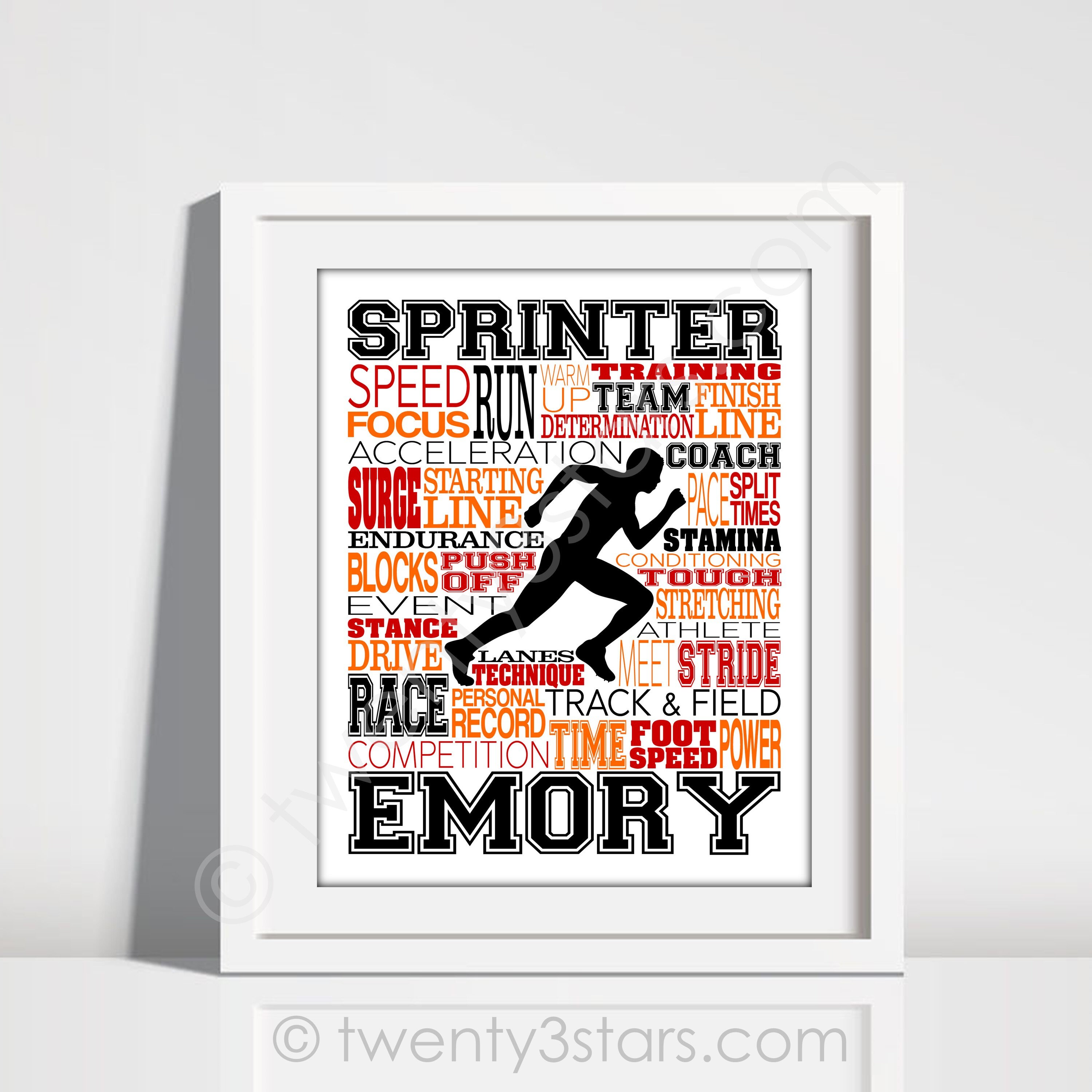 Sprinter Word Personalized Sprinter Word Art Poster: Track and Field Gift - Etsy