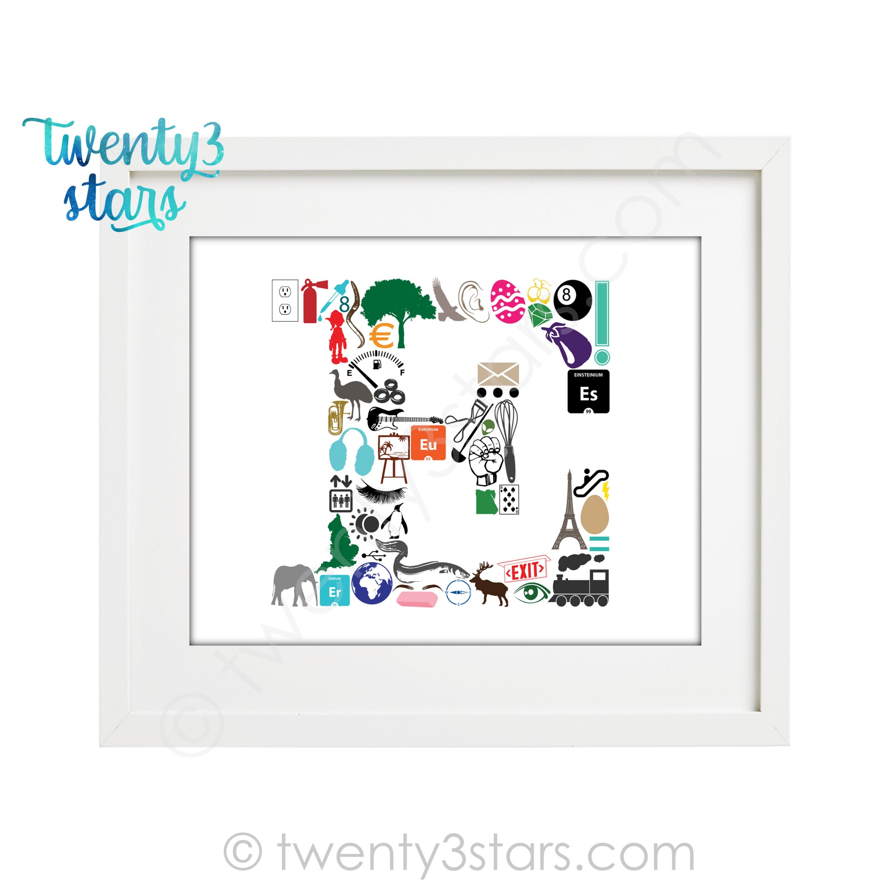 Letter E Poster Letter E is For Art E Nursery Wall Art Etsy