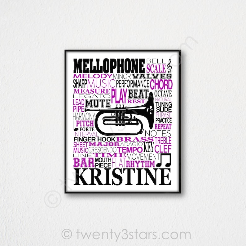 Mellophone Typography Poster Mellophone Player Gift Etsy