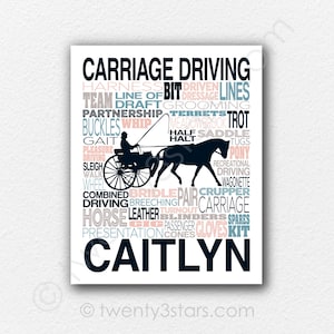 Carriage Driving Poster, Gift for Equestrian, Horse Word Art, Combined Driving Art, Horse Wall Art, Horse Poster, Carriage Typography Art