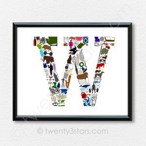 Letter W Poster, Letter W is for Art, W Nursery Wall Art Print, Baby ...
