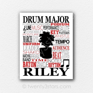 Custom Drum Major Poster, Gift for Band Leader, Conductor Gift, Drum Major Gift, Majorette Art, Drum Major Poster, Marching Band Gift
