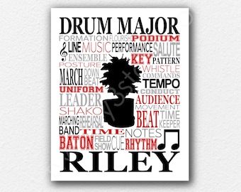 Custom Drum Major Poster, Gift for Band Leader, Conductor Gift, Drum Major Gift, Majorette Art, Drum Major Poster, Marching Band Gift