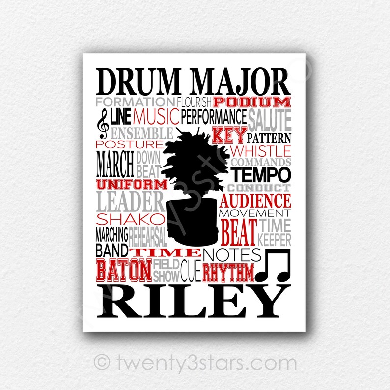 Riley Rythm Custom Drum Major Word Art Poster: Band Leader Gift - Etsy