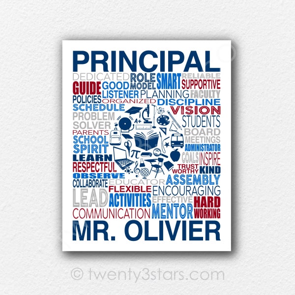 Custom Principal Poster, Principal Word Art, Gift for School Principal, Assistant Principal Art, Principal Word Art, Custom Principal Poster