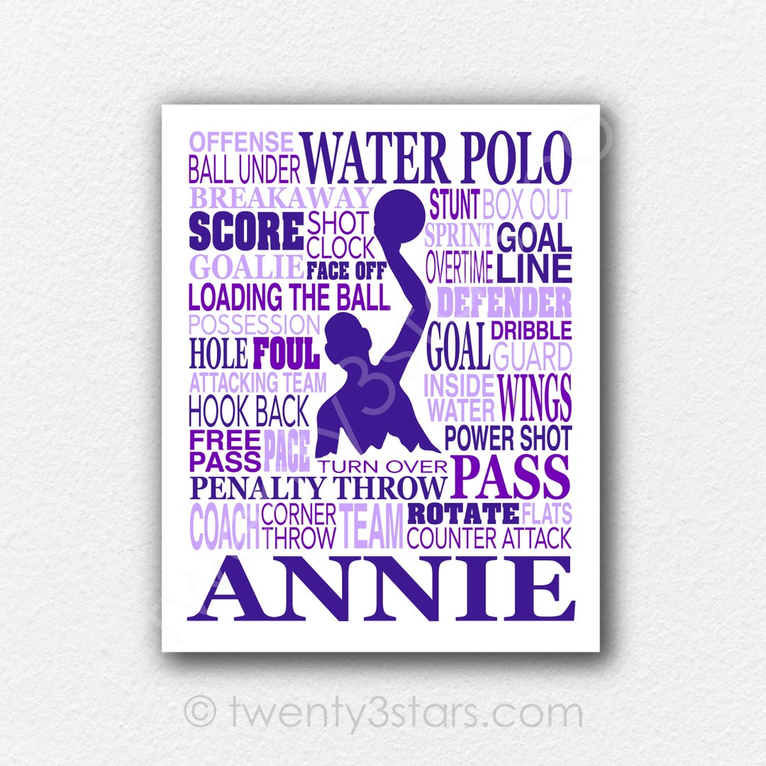 Girl's Water Polo Poster, Water Polo Gift, Water Polo Player Gift