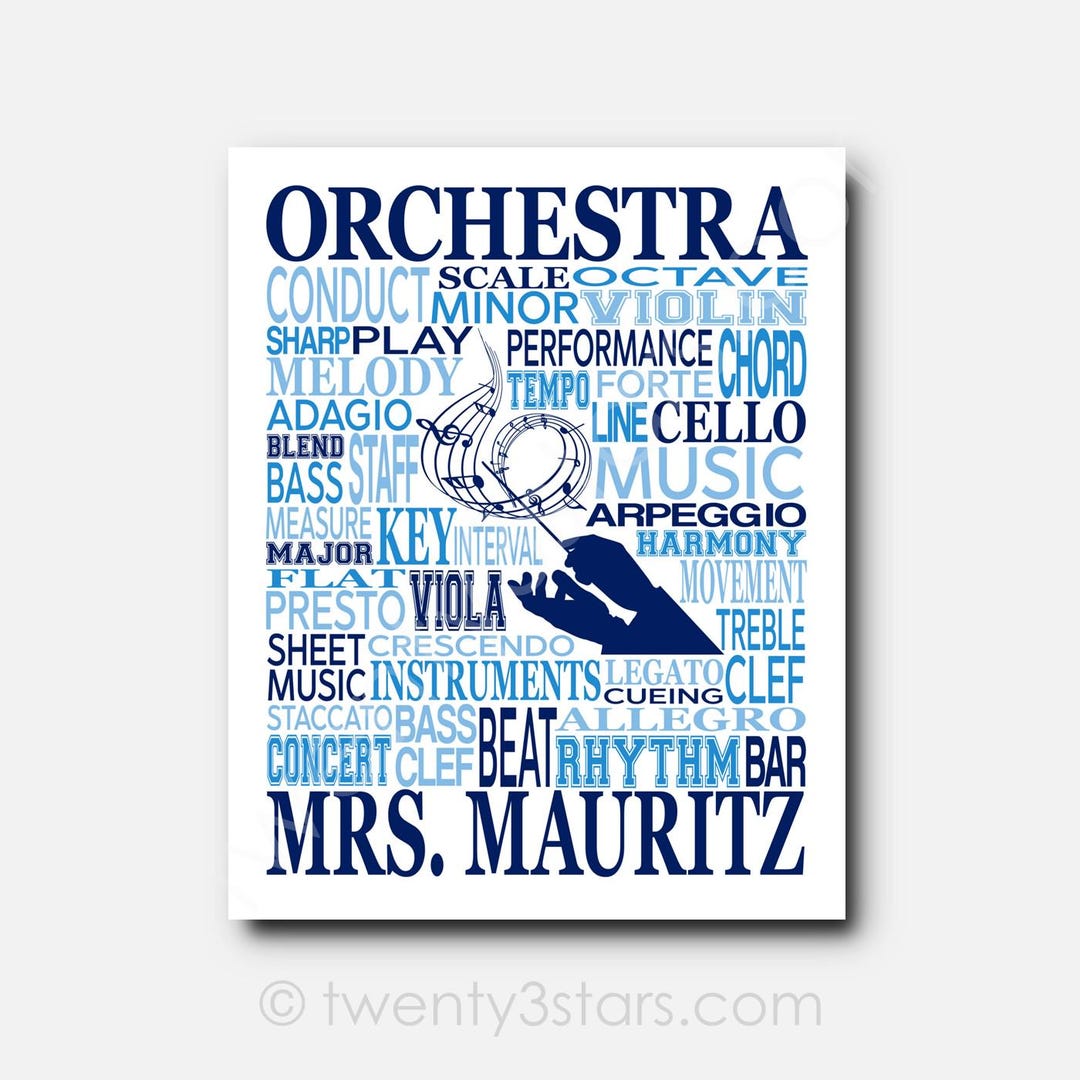 Orchestra Wall Art: Custom Conductor Name Word Cloud (unframed