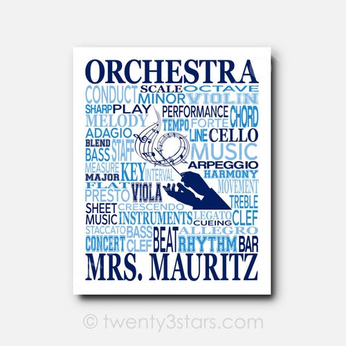 Orchestra Wall Art: Custom Conductor Name Word Cloud (unframed