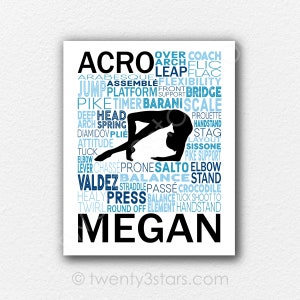 Acro Dance Gift, Acrobat Gymnastics Typography Poster, Acrobat Art, Acrobat Gift, Acro Doubles Poster, Tumbler Gift, Acro Solo Gift Ideas