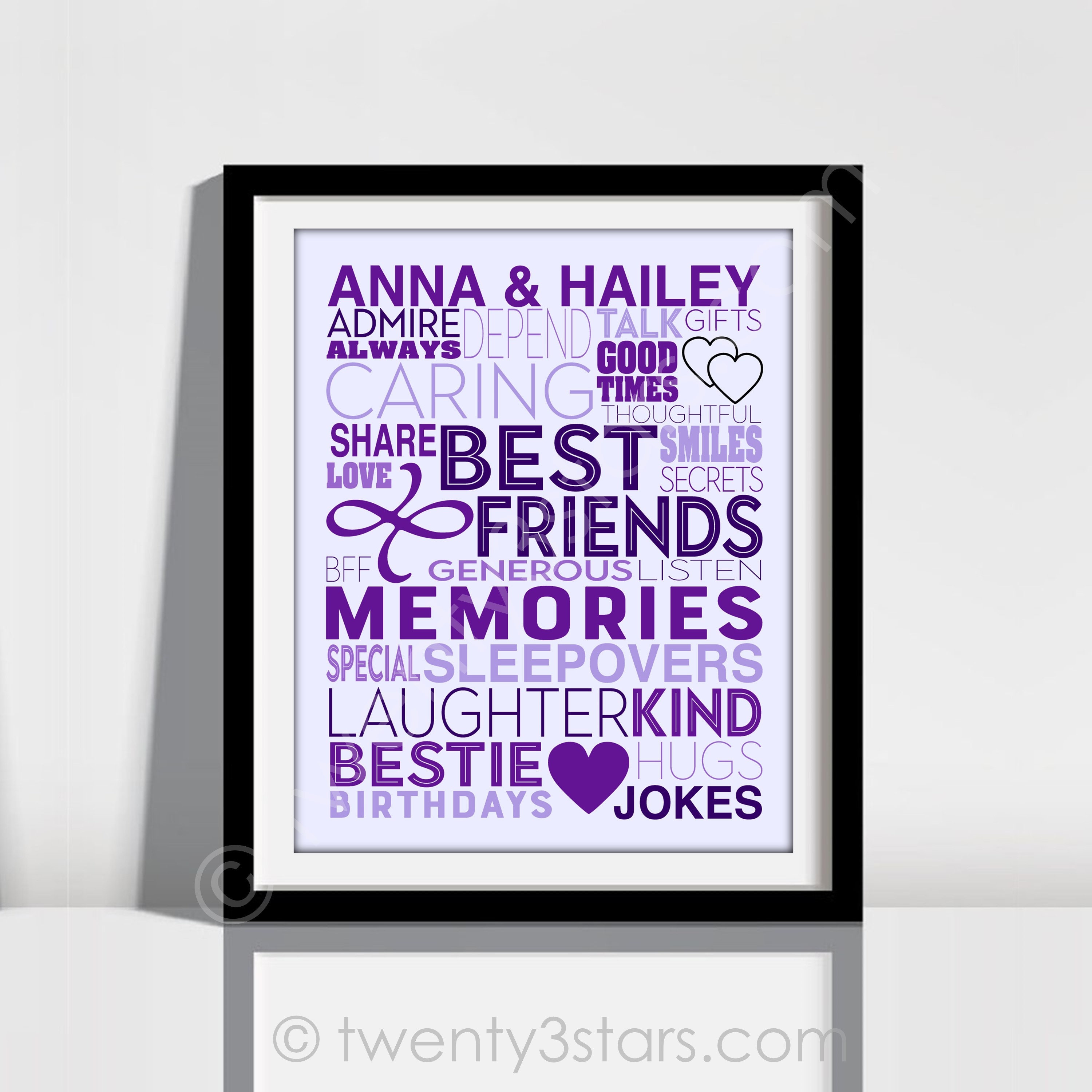 Best Friends Typography Poster, Friendship Wall Art, Best Friend Gift,  Custom Friend Art, Gift for Best Friend, Bestie BFF Word Cloud Poster - Etsy