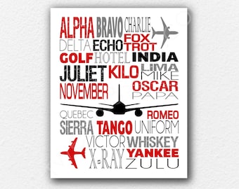 Phonetic Alphabet Poster, Airplane Nursery Art, Airplane Wall Art, Phonetic Alphabet Poster, Phonetic Alphabet Gift, Aviation Wall Art