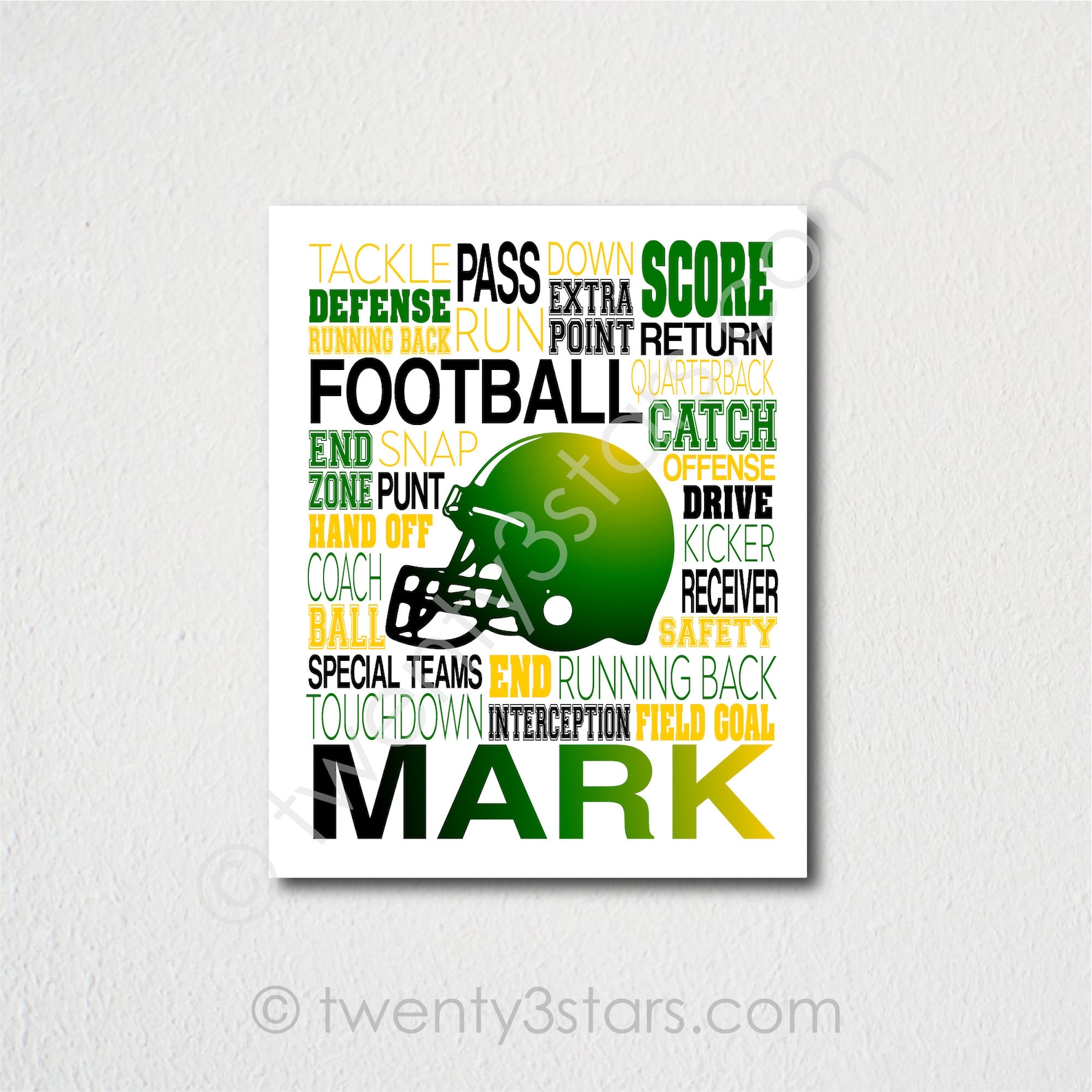 Custom Football Word Art Football Typography Poster Football Etsy