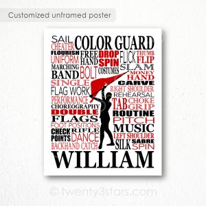 Personalized Color Guard Poster, Color Guard Wall Art, Color Guard Gift ...