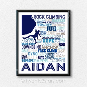 Rock Climbing Typography Poster, Mountain Climber Gift, Rock Climber Gift, Climber Poster, Gift for Rock Climber, Climbing Words Art Print image 10