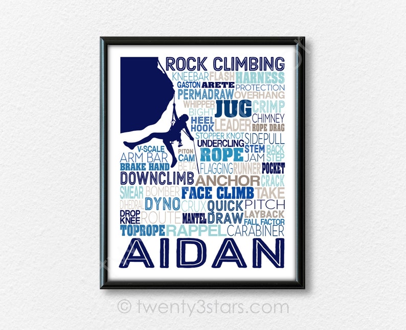 Rock Climbing Typography Poster, Mountain Climber Gift, Rock Climber Gift, Climber Poster, Gift for Rock Climber, Climbing Words Art Print image 10
