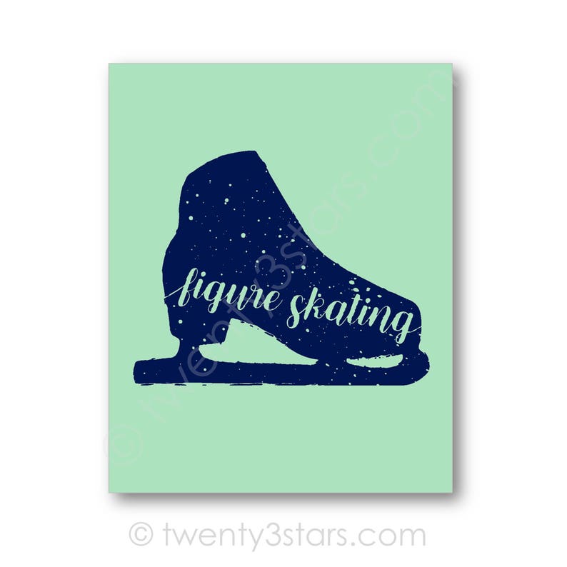 Figure Skate Name Poster Ice Skate Art Personalized Ice Etsy