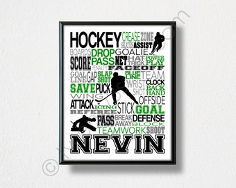 Hockey Team Word Art, Hockey Team Gift, Personalized Hockey Gift, Hockey Coach Gift, Hockey Poster Art, Customized Hockey Art, Hockey Poster