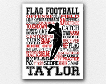 Flag Football Poster, Flag Football Gift, Flag Football Art, Flag Football Poster, Football Coach Gift, Flag Football Team Gift