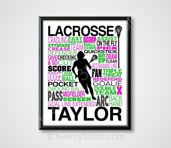 Girls Lacrosse Gift, Girl's Lacrosse Poster, Lacrosse Team Gift