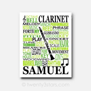 Custom Clarinet Art Print: Personalized Musician Gift