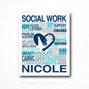 Social Work Poster, Social Worker Poster, Gift for LCSW Graduate, Social Work Gift, Counselor Word Art, Choose the Colors!