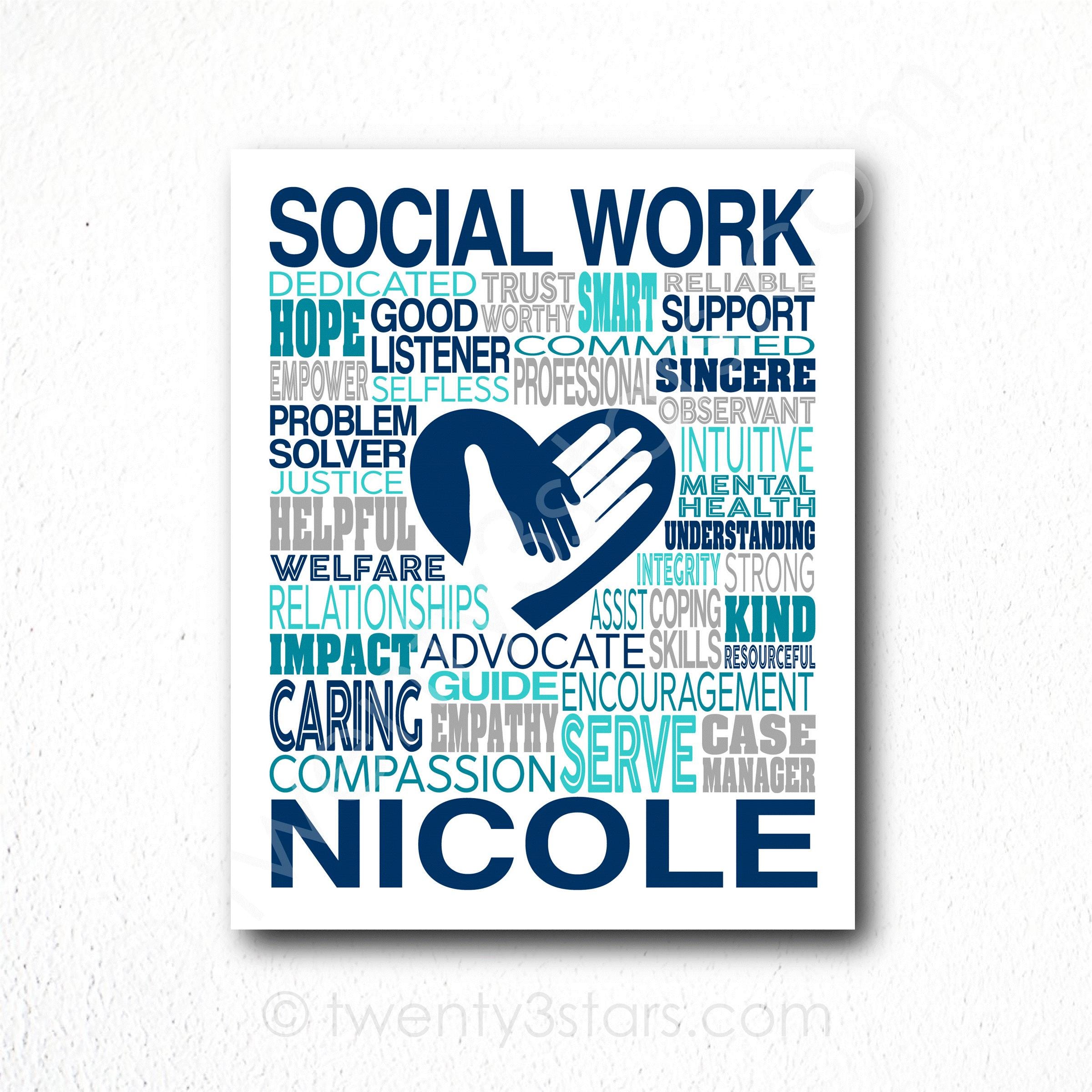 Custom Social Worker Word Art Poster: LCSW Gift, Choose Your Colors
