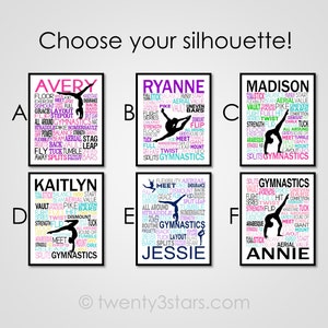 Personalized Gymnastics Poster, Gymnastics Typography, Gymnast Gift, Gift for Gymnasts, Gymnastic Team Gift, Gymnastic Art, Gymnast Print 画像 2