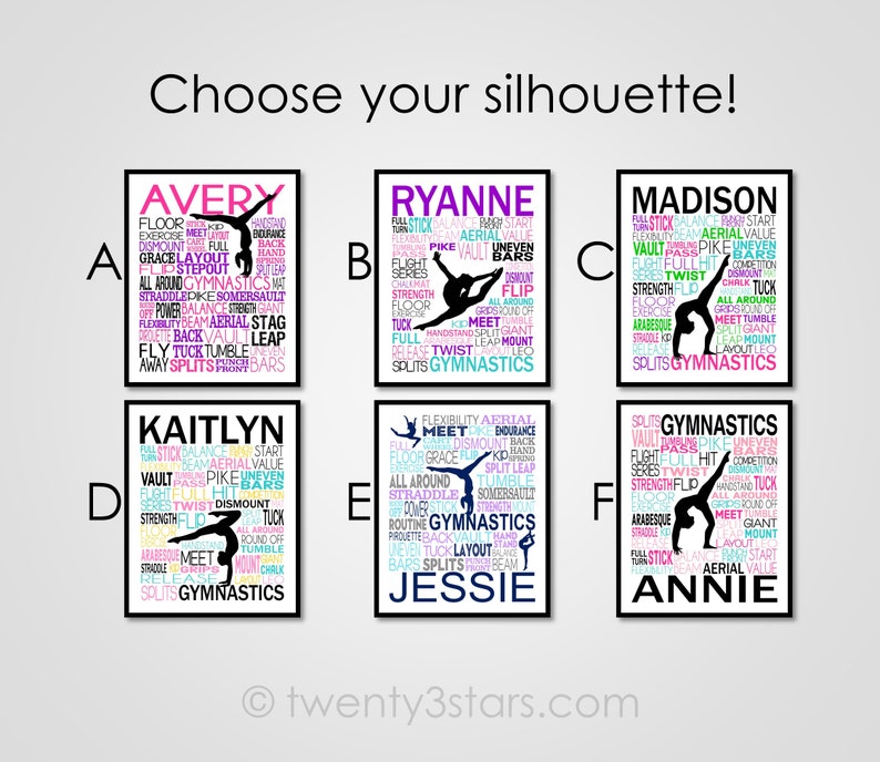 Personalized Gymnastics Poster, Gymnastics Typography, Gymnast Gift, Gift for Gymnasts, Gymnastic Team Gift, Gymnastic Art, Gymnast Print 画像 2