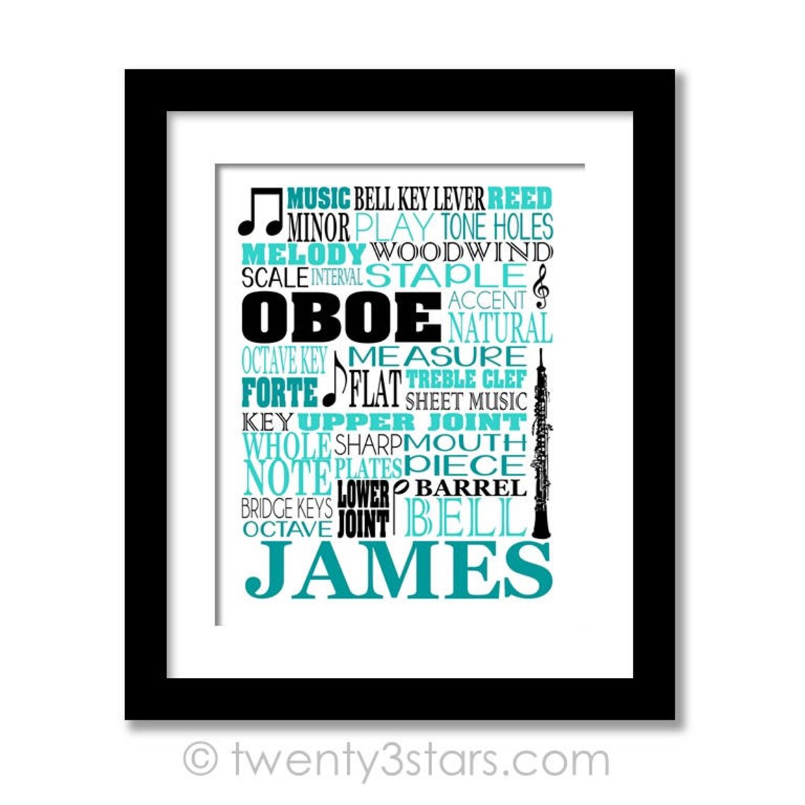 Oboe Typography Poster Oboist Gift Oboe Player Art Oboe Etsy