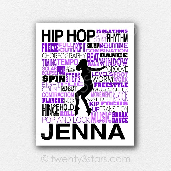 Hip Hop Dance Gift, Dance Word Art Poster, Hip Hop Dance Art, Custom Gift for Dancer, Hip Hop Dance Poster, Dancer Gift, Dance Teacher Gift